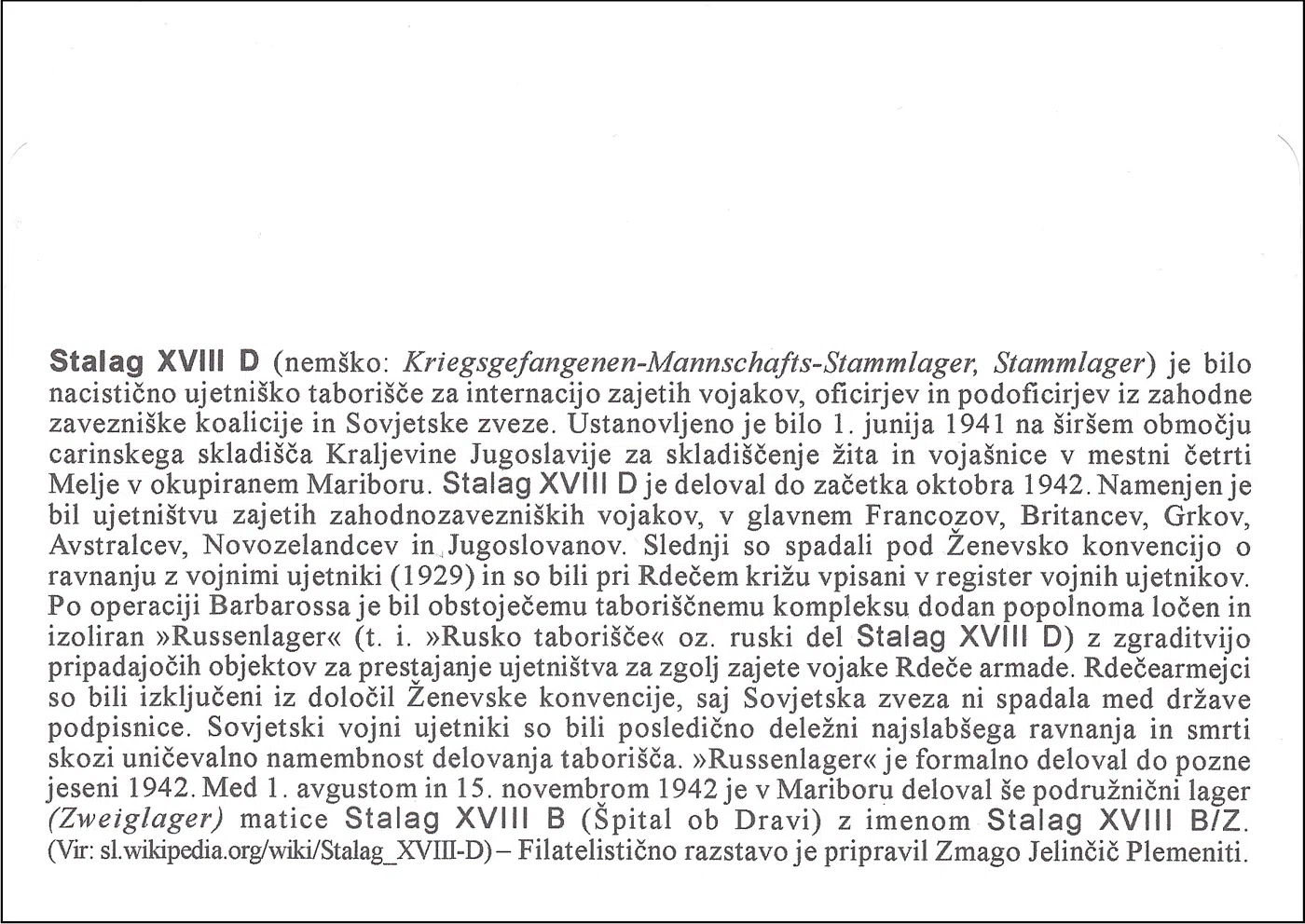 STALAG XVIII D - NACISTIČNO TABORIŠČE ZA VOJNE UJETNIKE